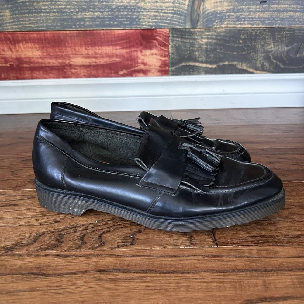 Dr. Martens Adrian Made in England Quilon Leather Tassel Loafers Mens 10 Black - Picture 3 of 6